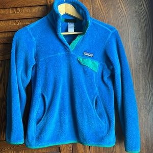 Patagonia T-snap in bright blue with green accents